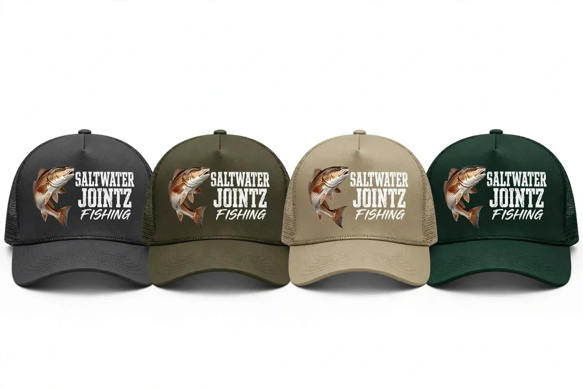 Saltwater Jointz Black realistic redfish hat