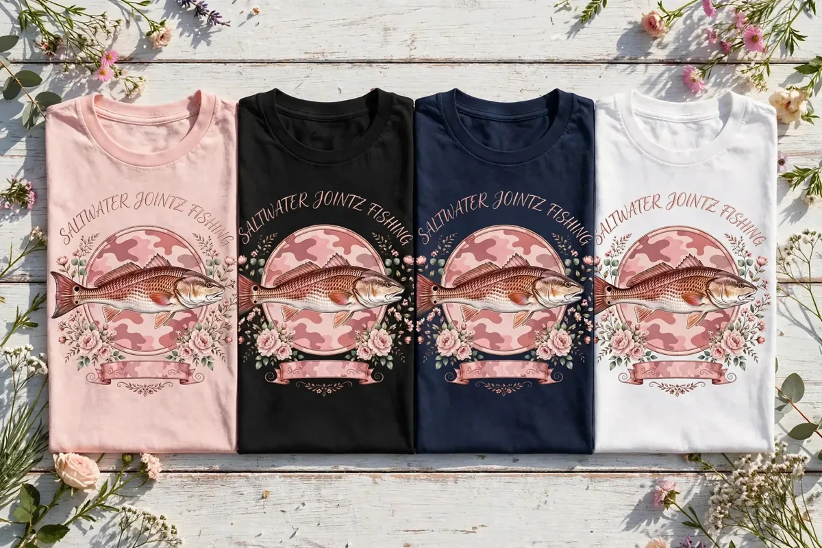 Ladies pink camo tee mockup