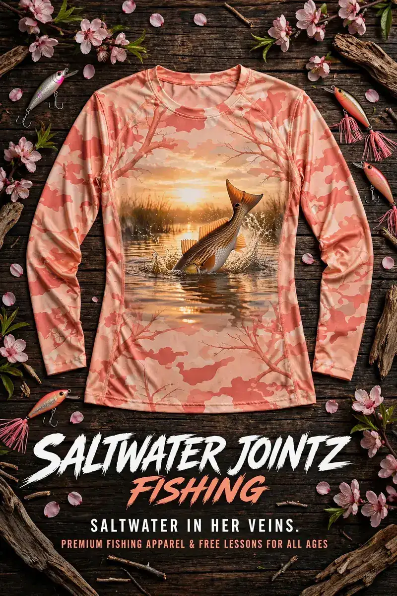 Saltwater Jointz Ladies coral sunrise poster