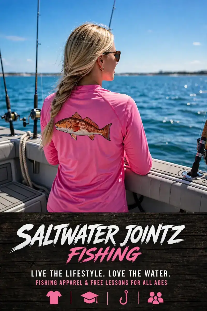 Saltwater Jointz Ladies pink boat poster