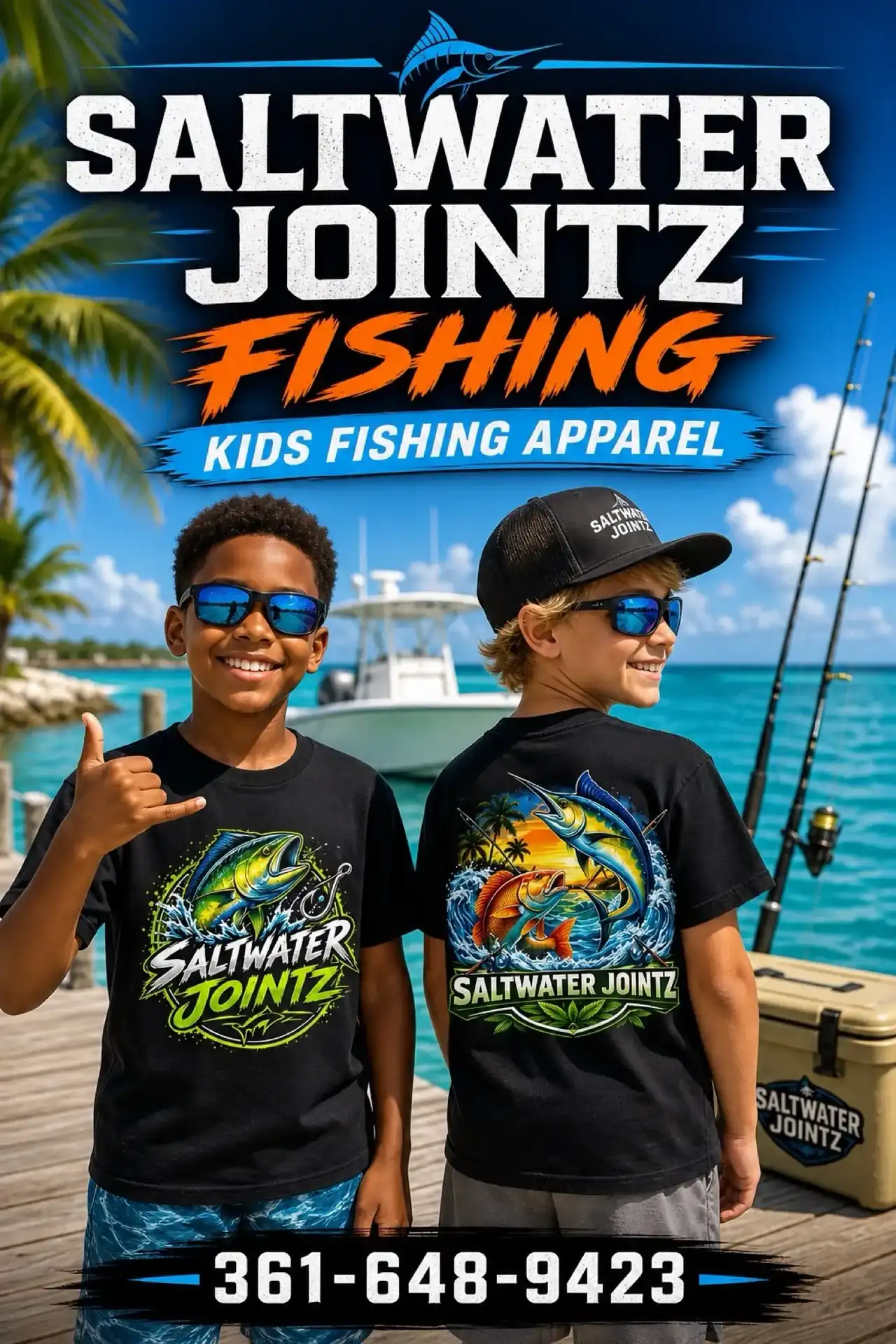 Saltwater Jointz Kids fishing apparel poster