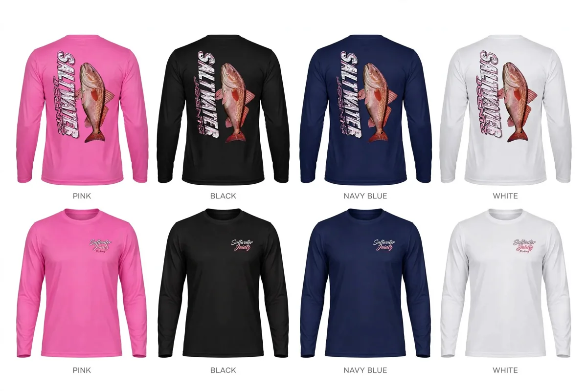 Pink ladies long-sleeve shirt, front and back