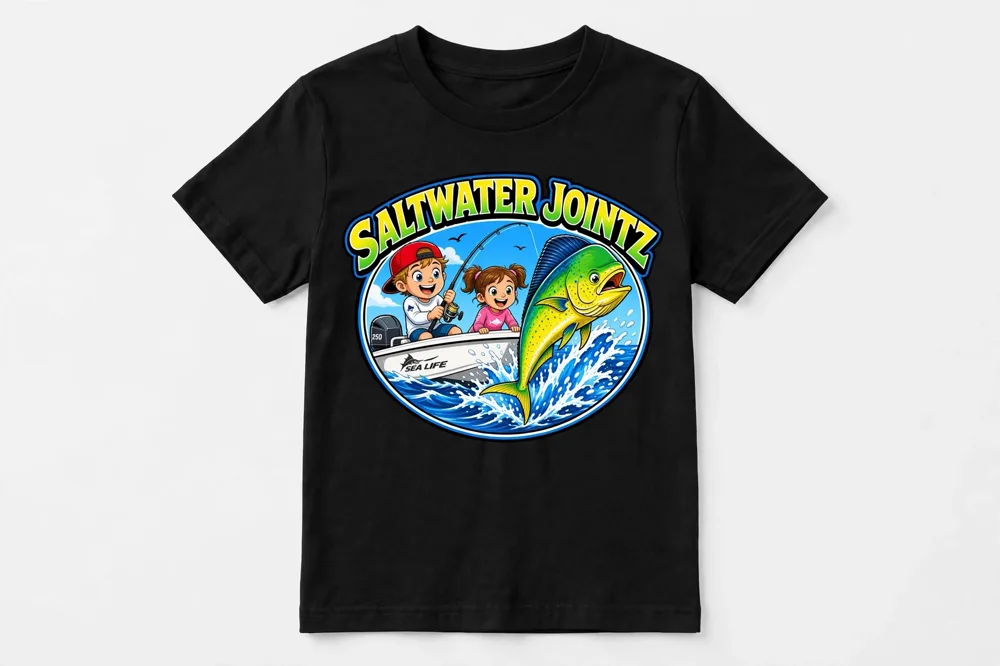 Saltwater Jointz Kids mahi boat tee